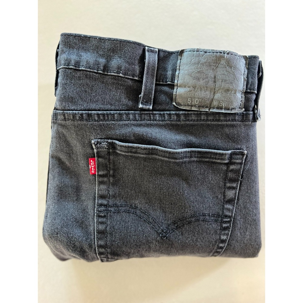 Levis 510 Skinny Fit Mens Jeans 38x30 Washed Faded Black Stretch Fits 36x28
